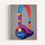 Poster Casque Marshall - Pop art musical aux couleurs vibrantes