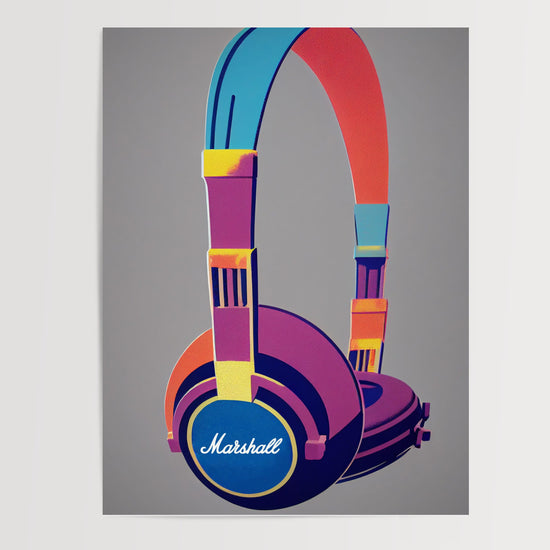 Poster Casque Marshall - Pop art musical aux couleurs vibrantes — Vierge - poster-presentation-produit