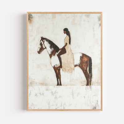 Poster Cavalière amérindienne et son cheval - Souffle de liberté
