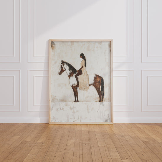 Poster Cavalière amérindienne et son cheval - Souffle de liberté — Vierge - living-room