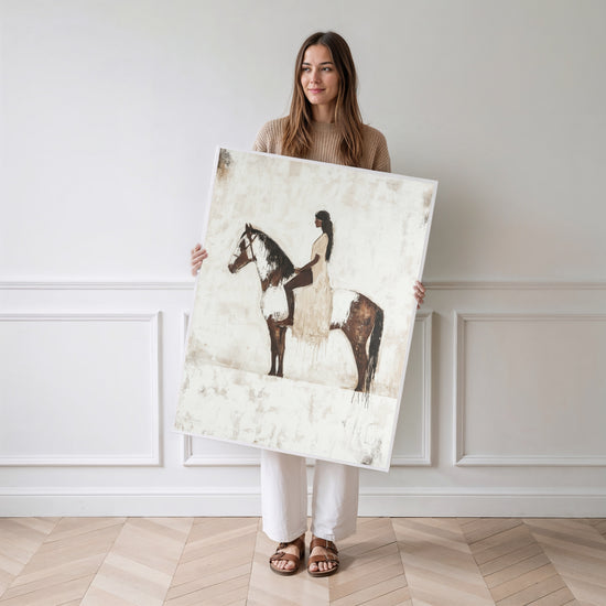 Poster Cavalière amérindienne et son cheval - Souffle de liberté — Vierge - poster-femme-debout
