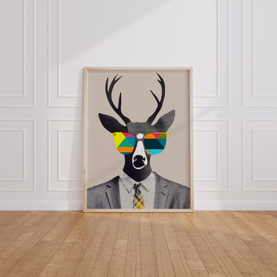 Poster Cerf pop art - Lunettes fantaisie et allure décalée — Vierge - living-room