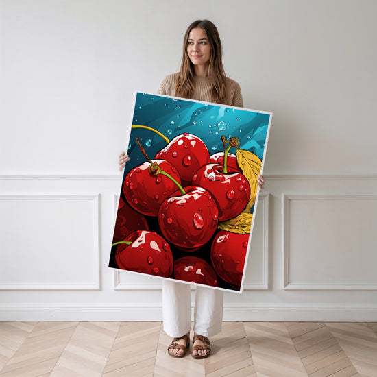 Poster Cerises - Éclat pop art pour une cuisine gourmande — Vierge - poster-femme-debout