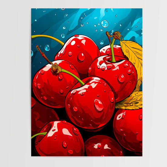 Poster Cerises - Éclat pop art pour une cuisine gourmande — Vierge - poster-presentation-produit