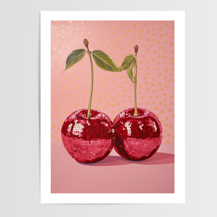 Poster Cerises en fête - Rouge éclatant et gourmandise en cuisine — Vierge - poster-presentation-produit — passe-partout blanc