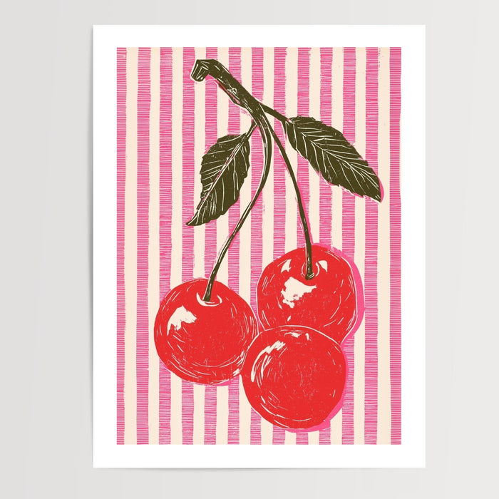 Poster Cerises rouges - Éclat gourmand et esprit rétro — Vierge - poster-presentation-produit — passe-partout blanc