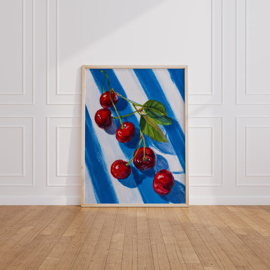 Poster Cerises rouges - La gourmandise d'un été en cuisine — Vierge - living-room