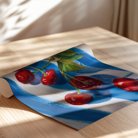 Poster Cerises rouges - La gourmandise d'un été en cuisine — Vierge - poster-enroullé