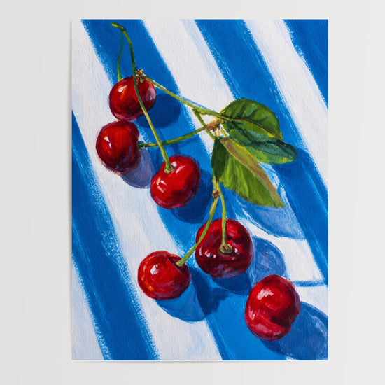 Poster Cerises rouges - La gourmandise d'un été en cuisine — Vierge - poster-presentation-produit