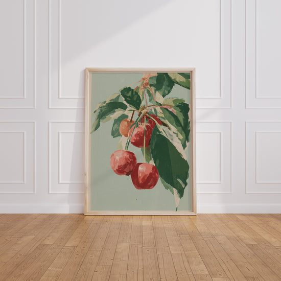 Poster Cerisier - Branche de fruits rouges pour cuisine vintage — Vierge - living-room