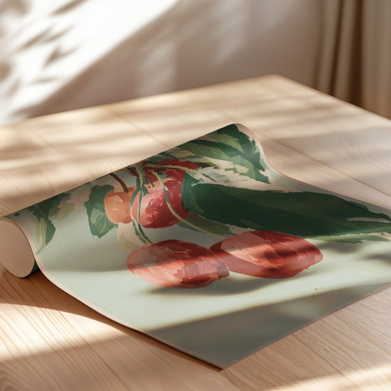 Poster Cerisier - Branche de fruits rouges pour cuisine vintage — Vierge - poster-enroullé