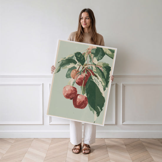 Poster Cerisier - Branche de fruits rouges pour cuisine vintage — Vierge - poster-femme-debout