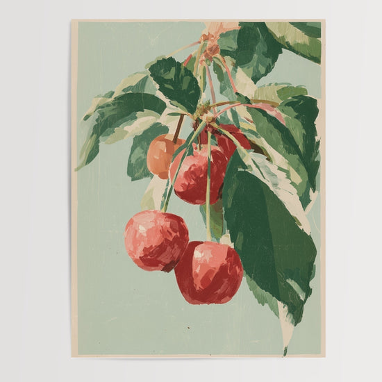 Poster Cerisier - Branche de fruits rouges pour cuisine vintage — Vierge - poster-presentation-produit