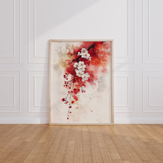 Poster Cerisier en fleurs - Aquarelle délicate d'un printemps japonais — Vierge - living-room