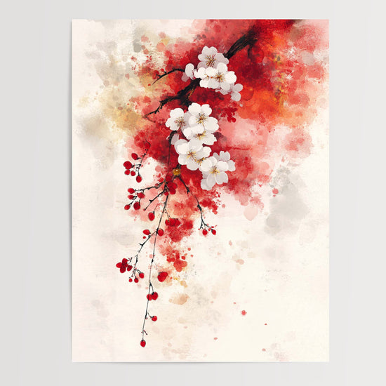 Poster Cerisier en fleurs - Aquarelle délicate d'un printemps japonais — Vierge - poster-presentation-produit