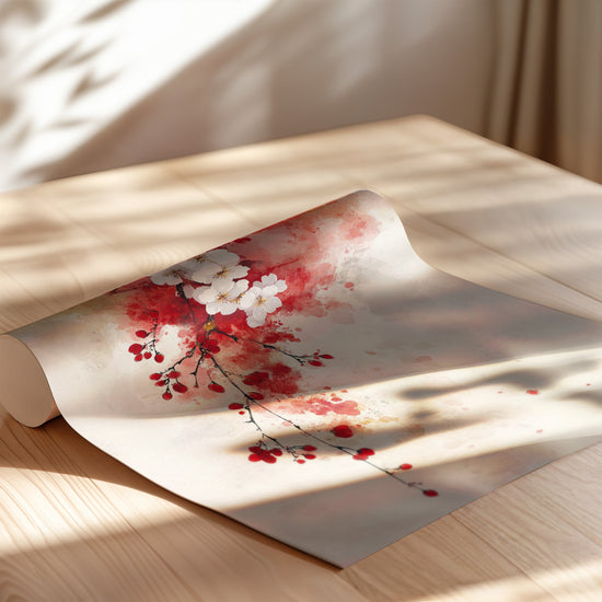 Poster Cerisier en fleurs - Aquarelle délicate d'un printemps japonais — Vierge - poster-enroullé