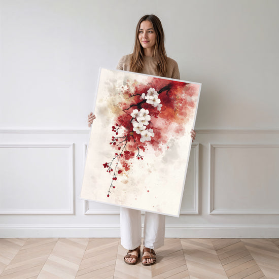 Poster Cerisier en fleurs - Aquarelle délicate d'un printemps japonais — Vierge - poster-femme-debout