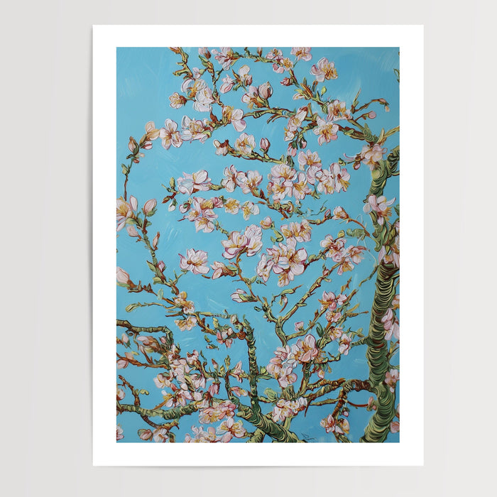 Poster Cerisier en fleurs - Douceur rose d'un printemps impressionniste — Vierge - poster-presentation-produit — passe-partout blanc