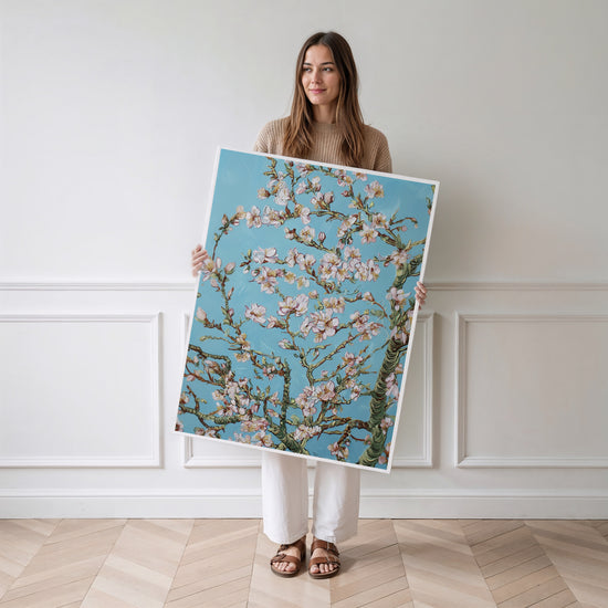 Poster Cerisier en fleurs - Douceur rose d'un printemps impressionniste — Vierge - poster-femme-debout