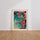 Poster Cerisier japonais - Floraison rose et fuchsia sur ciel azur — Vierge - living-room — passe-partout blanc