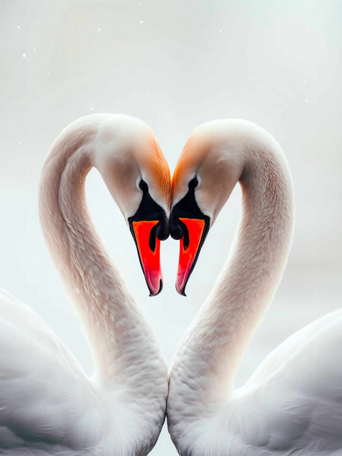 Swan Couple Canvas Wall Art - Loving Embrace