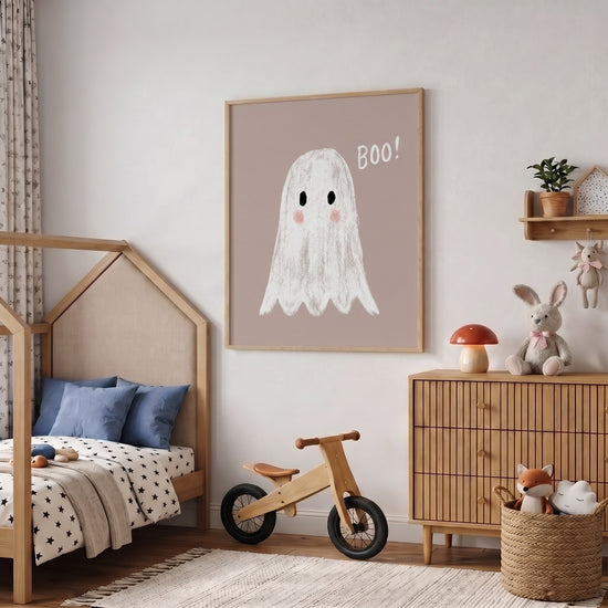 Poster chambre enfant Petit fantôme - Présence douce et complice — Décor sur-mesure (IA)