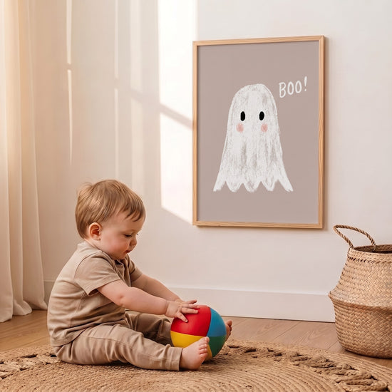Poster chambre enfant Petit fantôme - Présence douce et complice — Décor sur-mesure (IA)