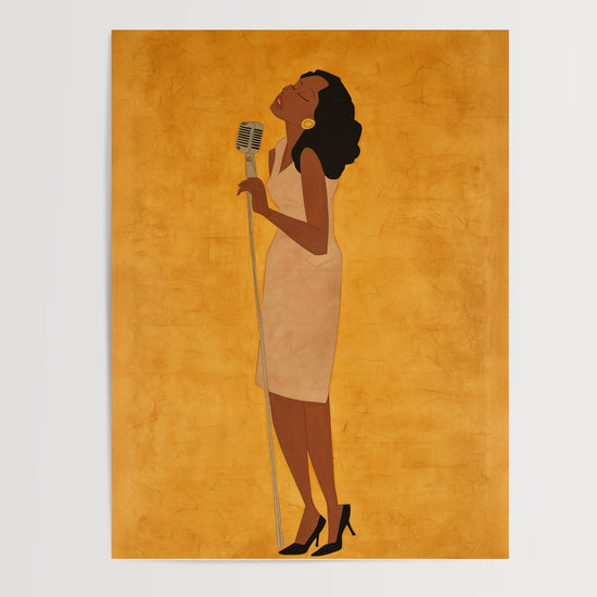 Poster Chanteuse de jazz - Élégance feutrée d'un soir de club — Vierge - poster-presentation-produit