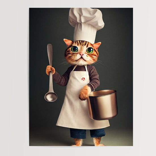 Poster Chat chef - Sourire gourmand au cœur de la cuisine — Vierge - poster-presentation-produit