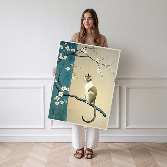 Poster Chat japonais - Douceur d'un cerisier en fleurs — Vierge - poster-femme-debout