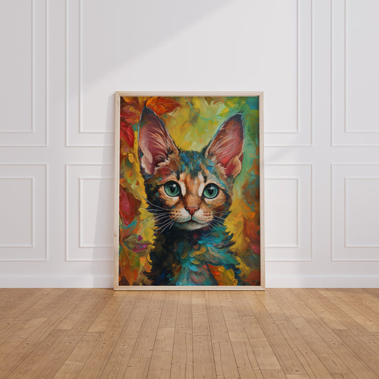 Poster Chaton coloré - Douce rêverie aux teintes éclatantes — Vierge - living-room