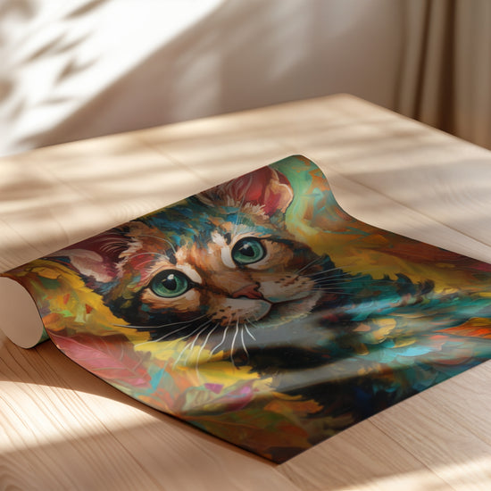 Poster Chaton coloré - Douce rêverie aux teintes éclatantes — Vierge - poster-enroullé