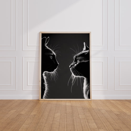 Poster Chats mystiques - Deux regards noirs qui se défient — Vierge - living-room
