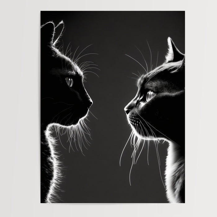 Poster Chats mystiques - Deux regards noirs qui se défient — Vierge - poster-presentation-produit