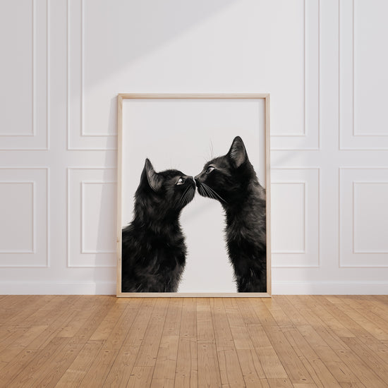 Poster Chats noirs - Un tendre face-à-face suspendu dans le silence — Vierge - living-room