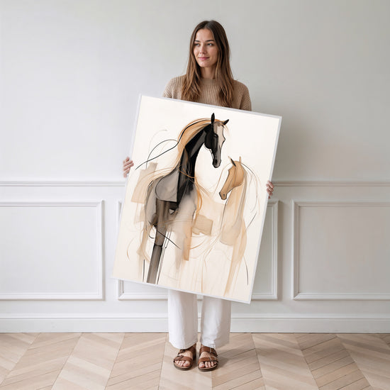 Poster Cheval abstrait - Silhouette libre et mouvement suspendu — Vierge - poster-femme-debout