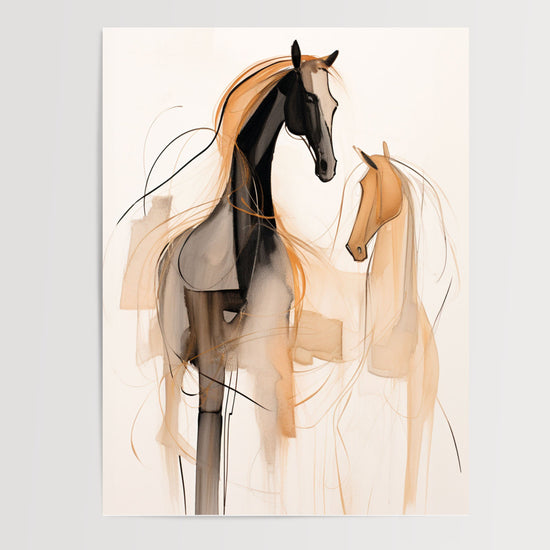 Poster Cheval abstrait - Silhouette libre et mouvement suspendu — Vierge - poster-presentation-produit