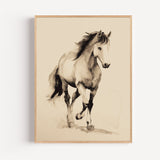 Poster Cheval aquarelle - Élan monochrome en noir et blanc