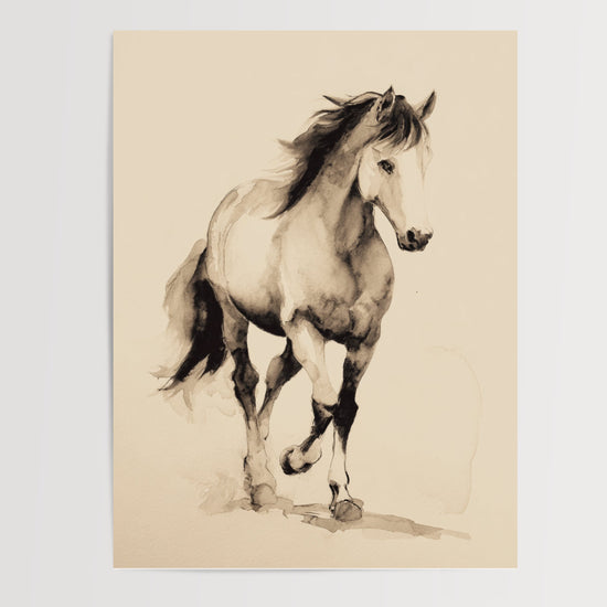Poster Cheval aquarelle - Élan monochrome en noir et blanc — Vierge - poster-presentation-produit