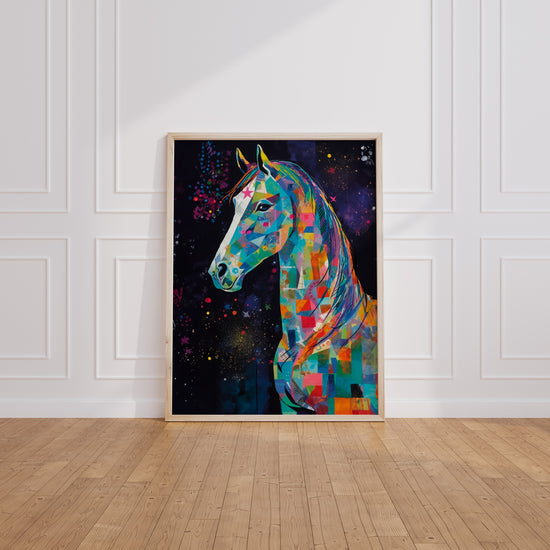 Poster Cheval coloré - Galop joyeux et rêves d'aventure — Vierge - living-room