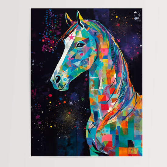 Poster Cheval coloré - Galop joyeux et rêves d'aventure — Vierge - poster-presentation-produit