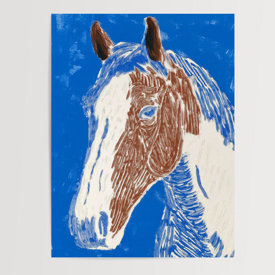 Poster Cheval graphique - Regard bleu et esprit de liberté — Vierge - poster-presentation-produit