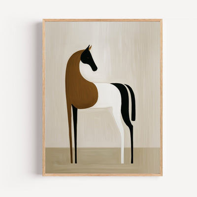Poster Cheval minimaliste - Silhouette douce et sereine au naturel