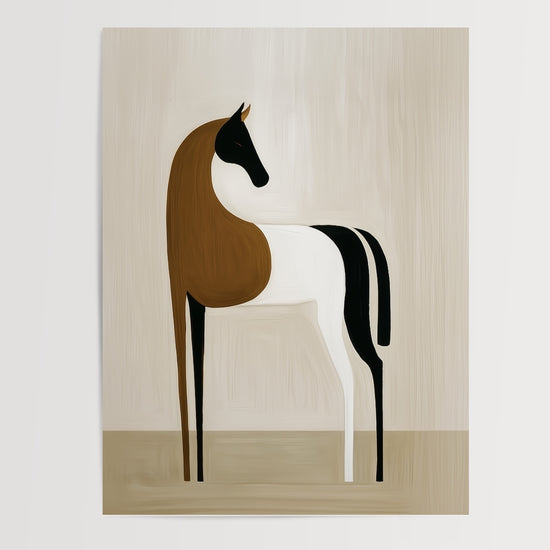 Poster Cheval minimaliste - Silhouette douce et sereine au naturel — Vierge - poster-presentation-produit