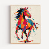 Poster Cheval pop art - Une explosion de couleurs en plein galop