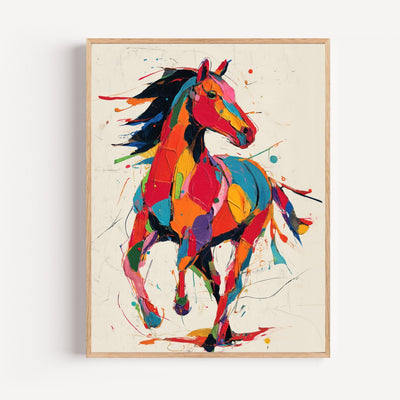 Poster Cheval pop art - Une explosion de couleurs en plein galop