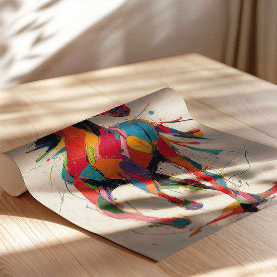 Poster Cheval pop art - Une explosion de couleurs en plein galop — Vierge - poster-enroullé