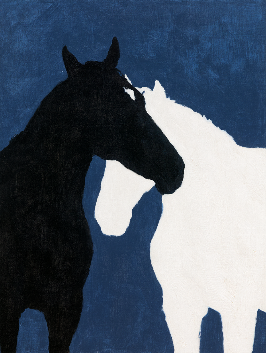 Poster Cheval - Silhouette noire et bleu nocturne