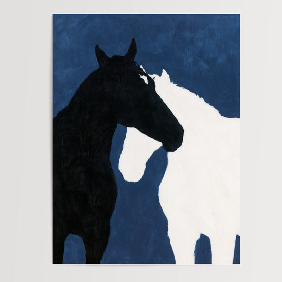 Poster Cheval - Silhouette noire et bleu nocturne — Vierge - poster-presentation-produit