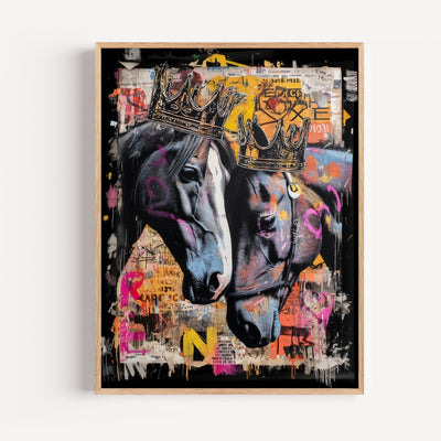 Poster Chevaux couronnés - Graffiti royal et audacieux